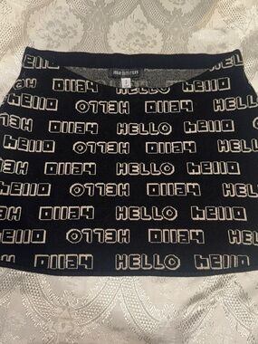Urban Outfitters Black Knit Mini Skirt with White 'HELLO' Print